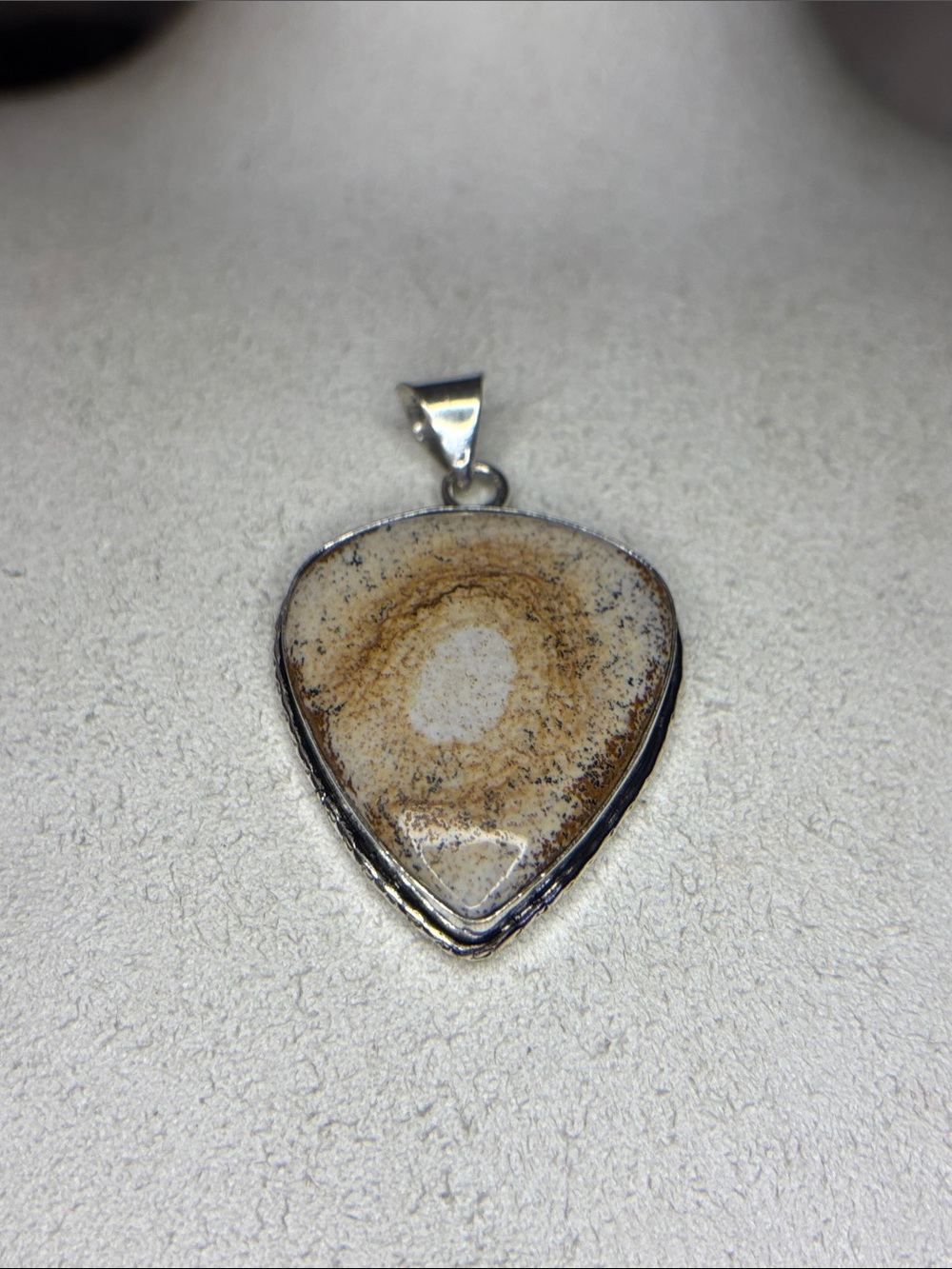 Picture of Jasper 2 inch pendant, silver plated teardrop